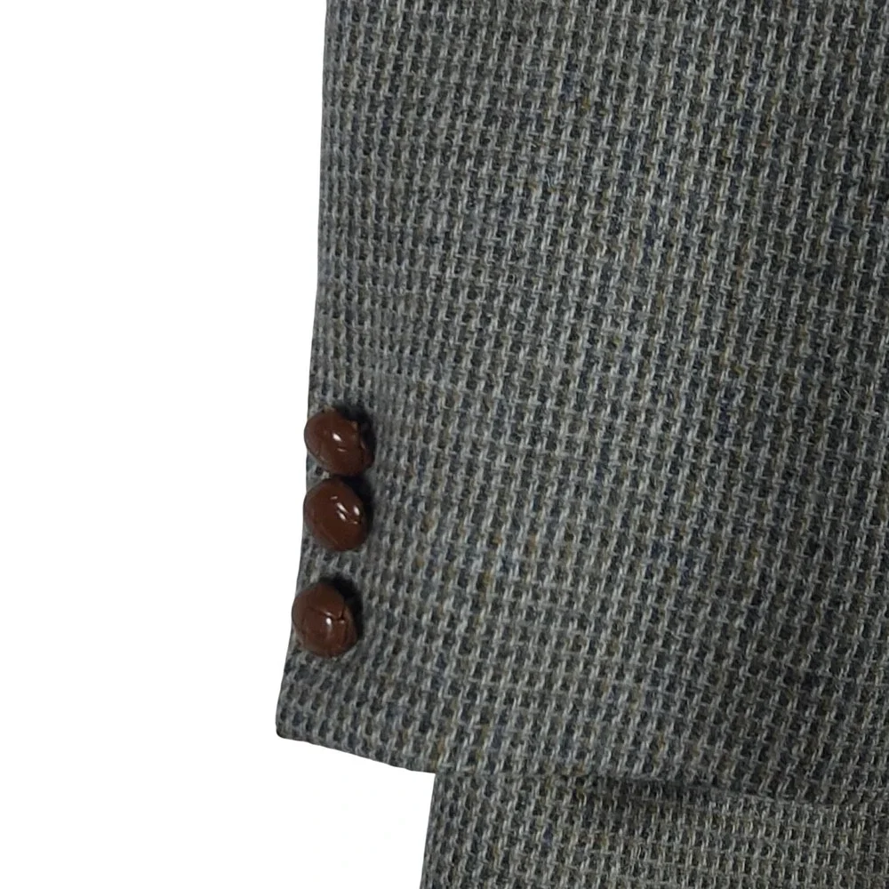 Pendleton Sport Coat Mens 46 Gray Herringbone Wool Tweed Elbow Patch